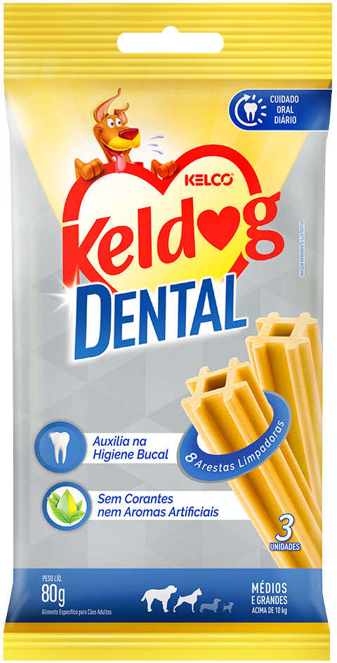 Petisco Keldog Dental para Cães Porte Médio e Grande