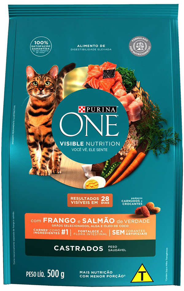 Ração Seca Nestlé Purina One Frango e Salmão para Gatos Castrados