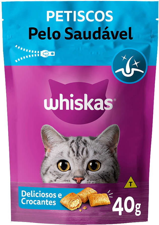 Petisco Whiskas Temptations Pelo Saudável Para Gatos Adultos