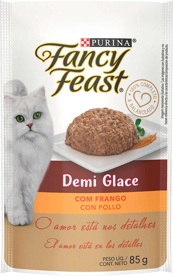 Racão Úmida Nestlé Purina Fancy Feast Sachê Demi Glace com Frango para Gatos Adultos