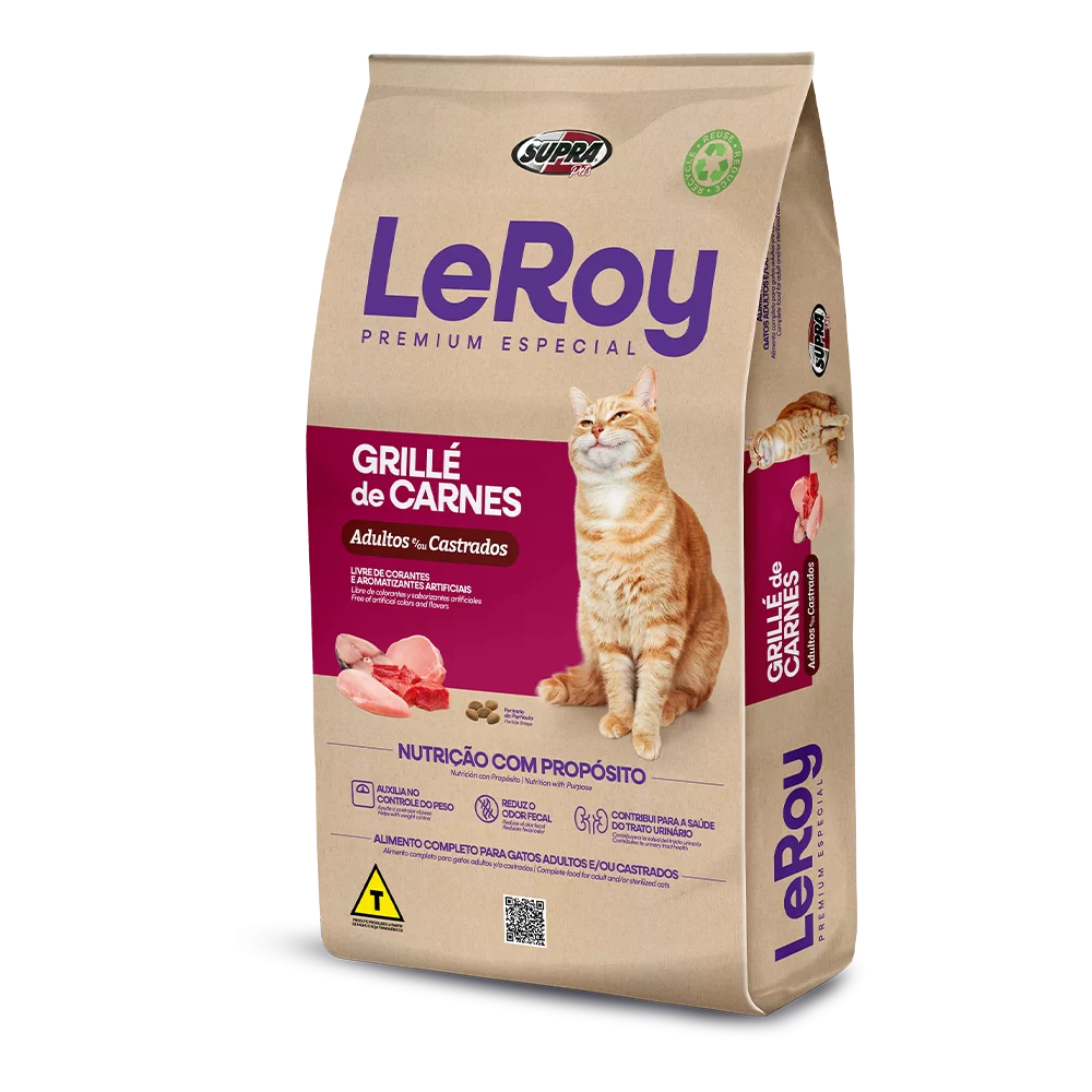 Ração Seca Leroy Grillé de Carnes para Gatos Adultos e/ou Castrados