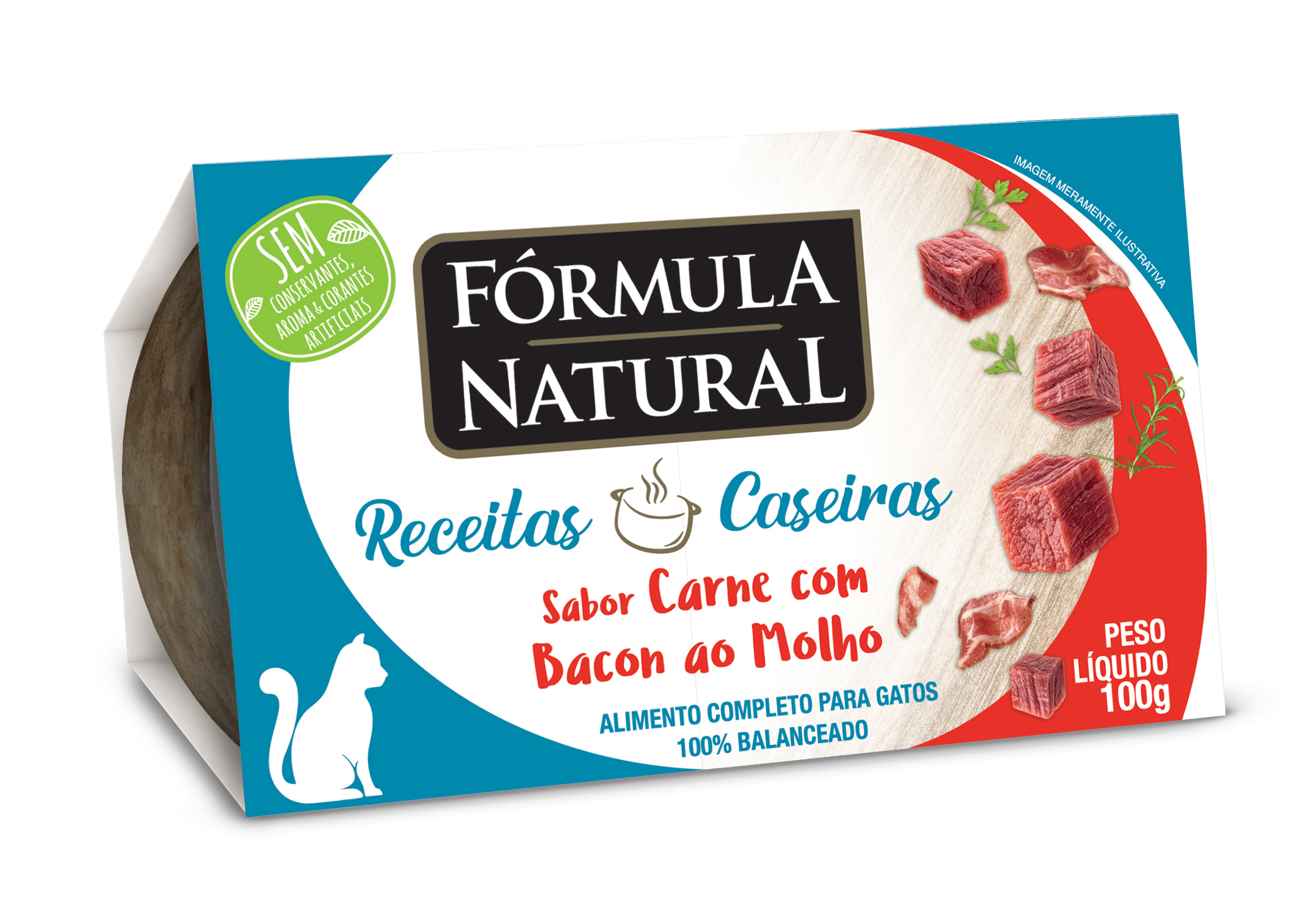 Fórmula Natural Receitas Caseiras para Gatos Adultos Carne com Bacon ao Molho 100g
