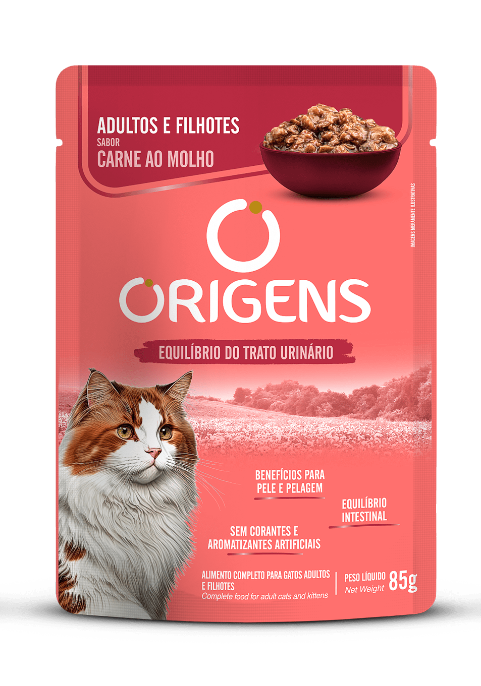 Sache Origens para Gatos Adultos e Filhotes Sabor Carne ao Molho 85g