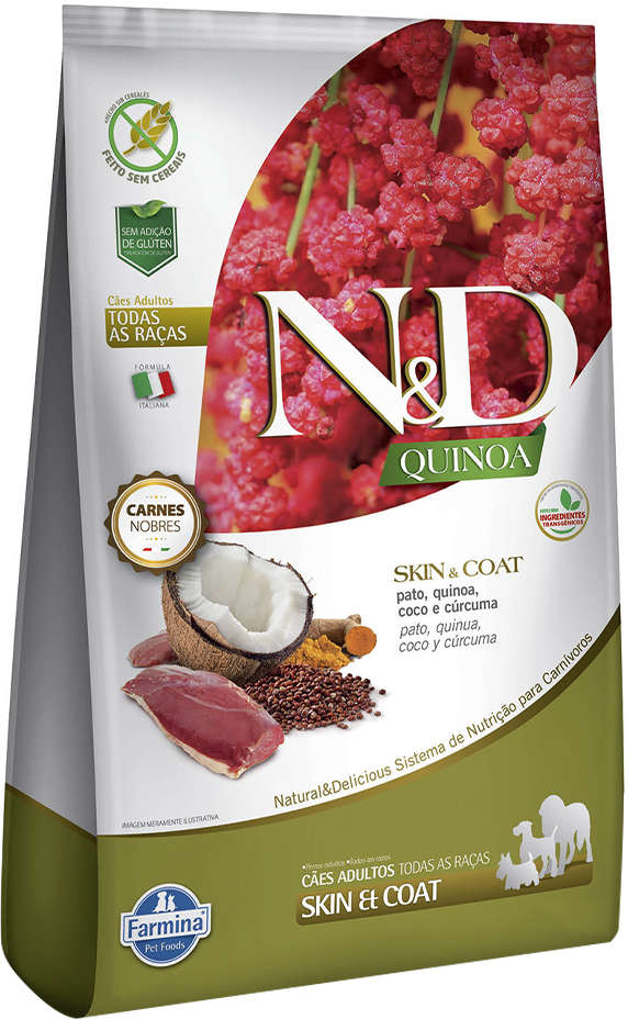 N&D Quinoa Skin and Coat para Cães Adultos Pele e Pelo Sabor Pato 10,1kg