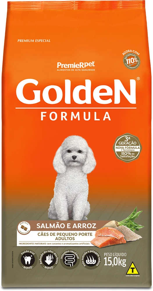GoldeN Formula Cães Adultos Porte Pequeno Sabor Salmão e Arroz 15kg