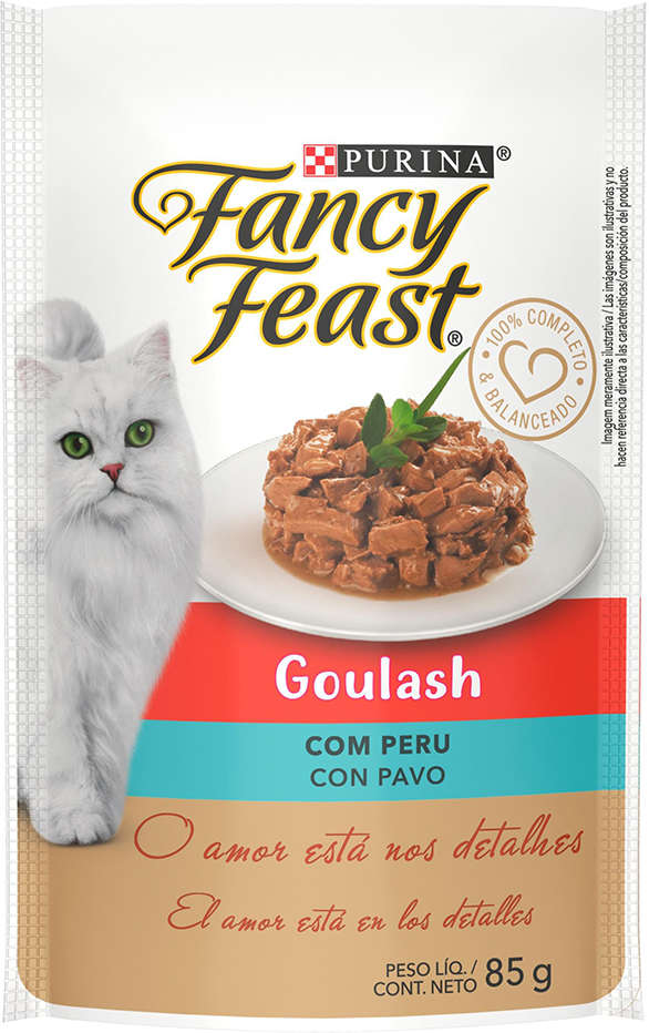 Racão Úmida Nestlé Purina Fancy Feast Sachê Goulash com Peru para Gatos Adultos