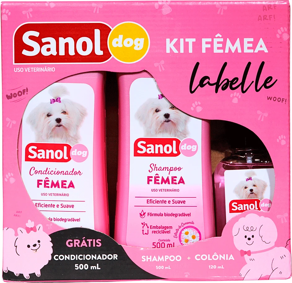 Kit Labelle Shampoo, Colônia e Ganhe 1 Condicionador Sanol Dog Rosa