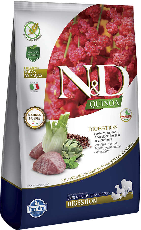 N&D Quinoa Digestion para Cães Adultos Cuidado Digestivo Sabor Cordeiro 10,1kg