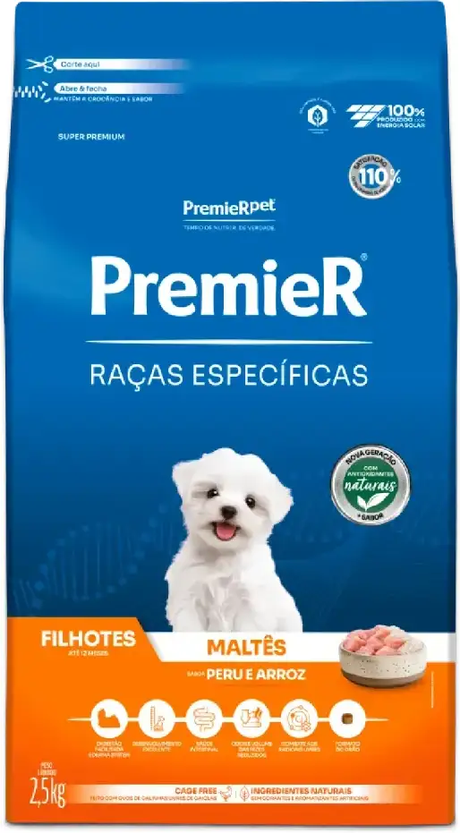 PremieR Raças Específicas para Maltês Filhotes Sabor Peru e Arroz 2,5kg