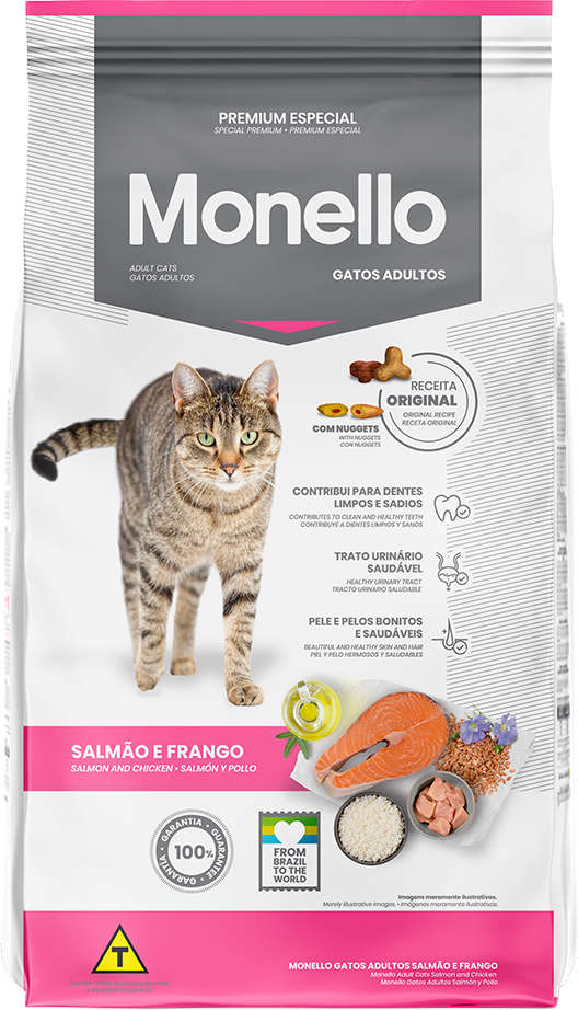 Ração Seca Monello Salmão e Frango para Gatos Adultos