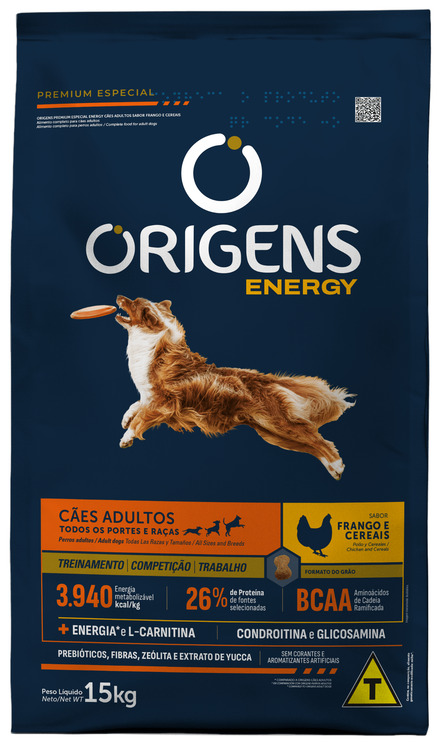 Origens Energy Cães Adultos Sabor Frango e Cereais 15kg