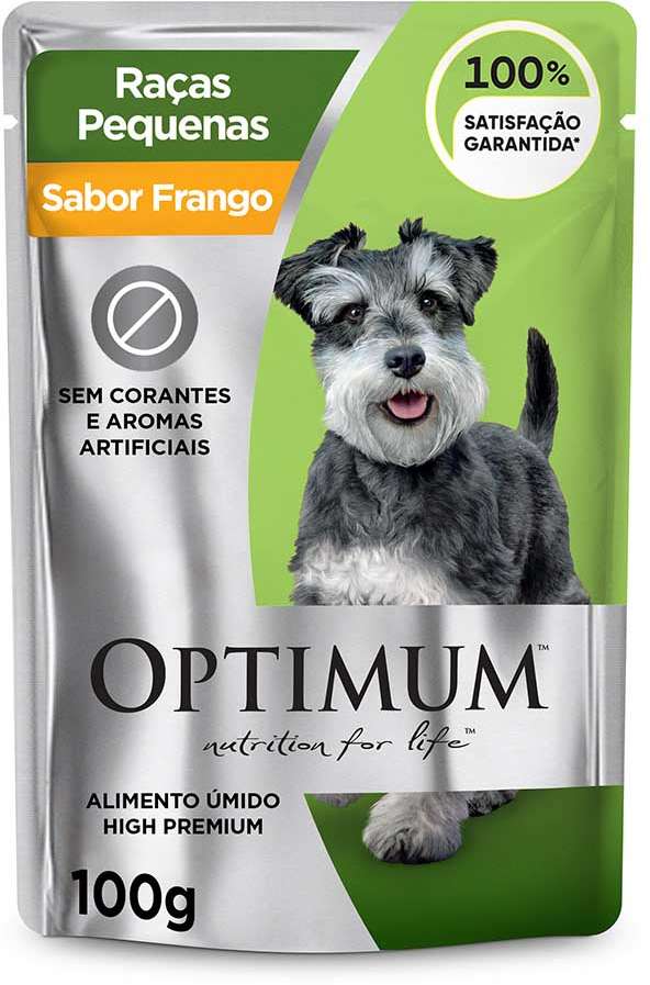 Ração Úmida Optimum Sachê para Cães Adultos Porte Pequeno e Minis Sabor Carne