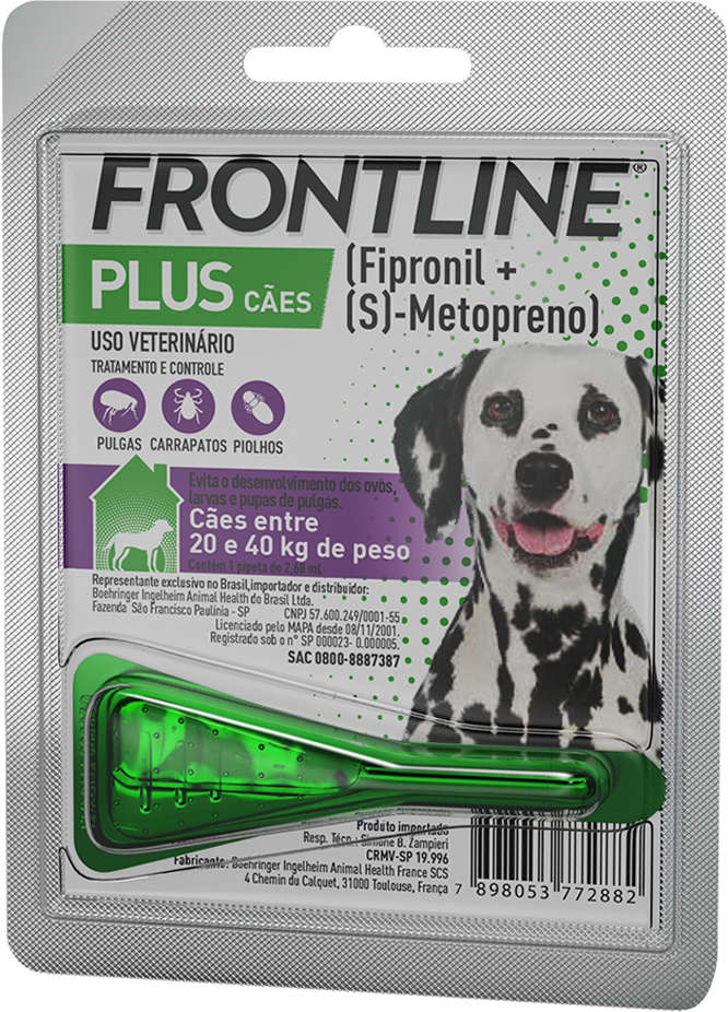 Antipulgas e Carrapatos Frontline Plus para Cães de 20 a 40 Kg