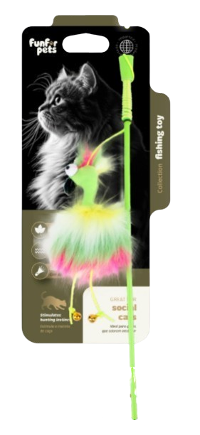 FUNCAT TOY WAND FLUFFY BIRD PINK
