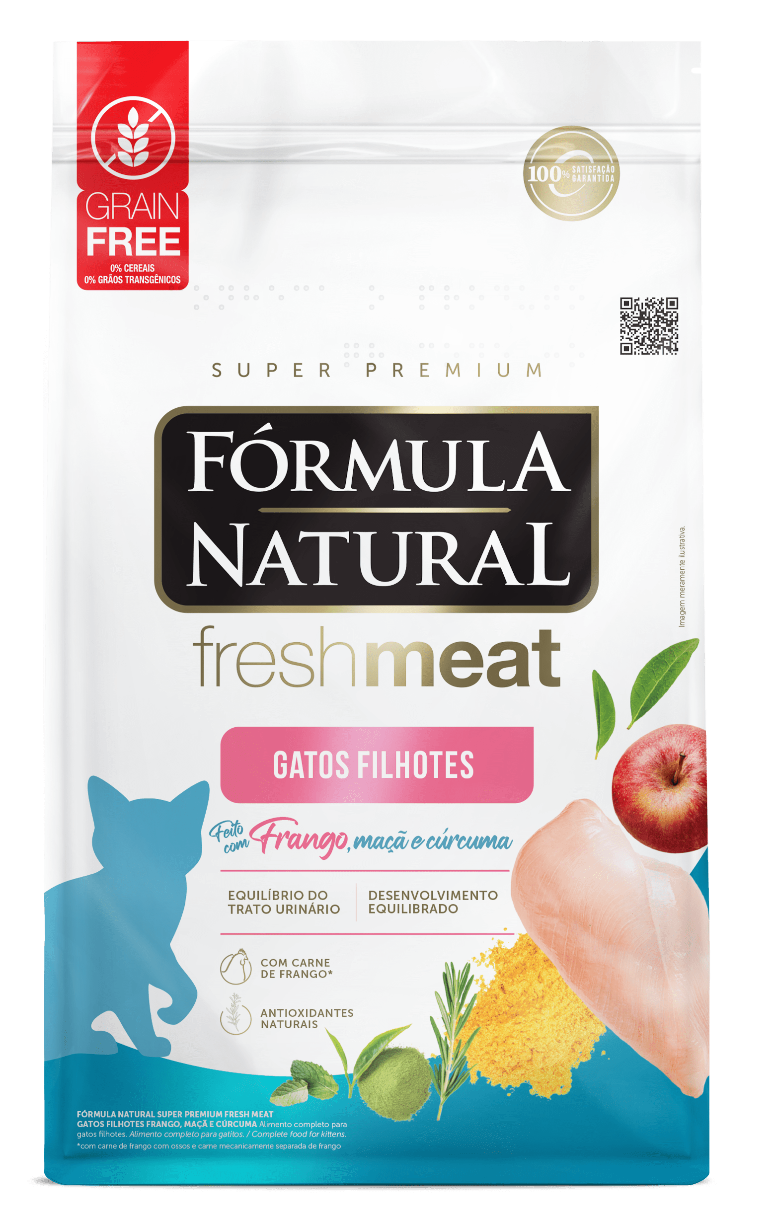 Fórmula Natural Fresh Meat para Gatos Filhotes Sabor Frango, Maçã e Cúrcuma 7kg