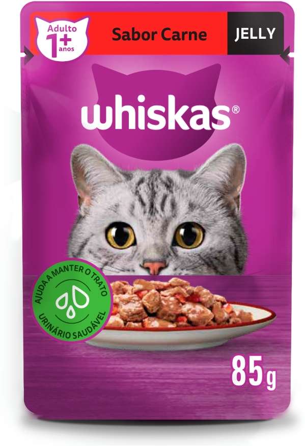 Ração Úmida Whiskas Sachê Carne Jelly para Gatos Adultos