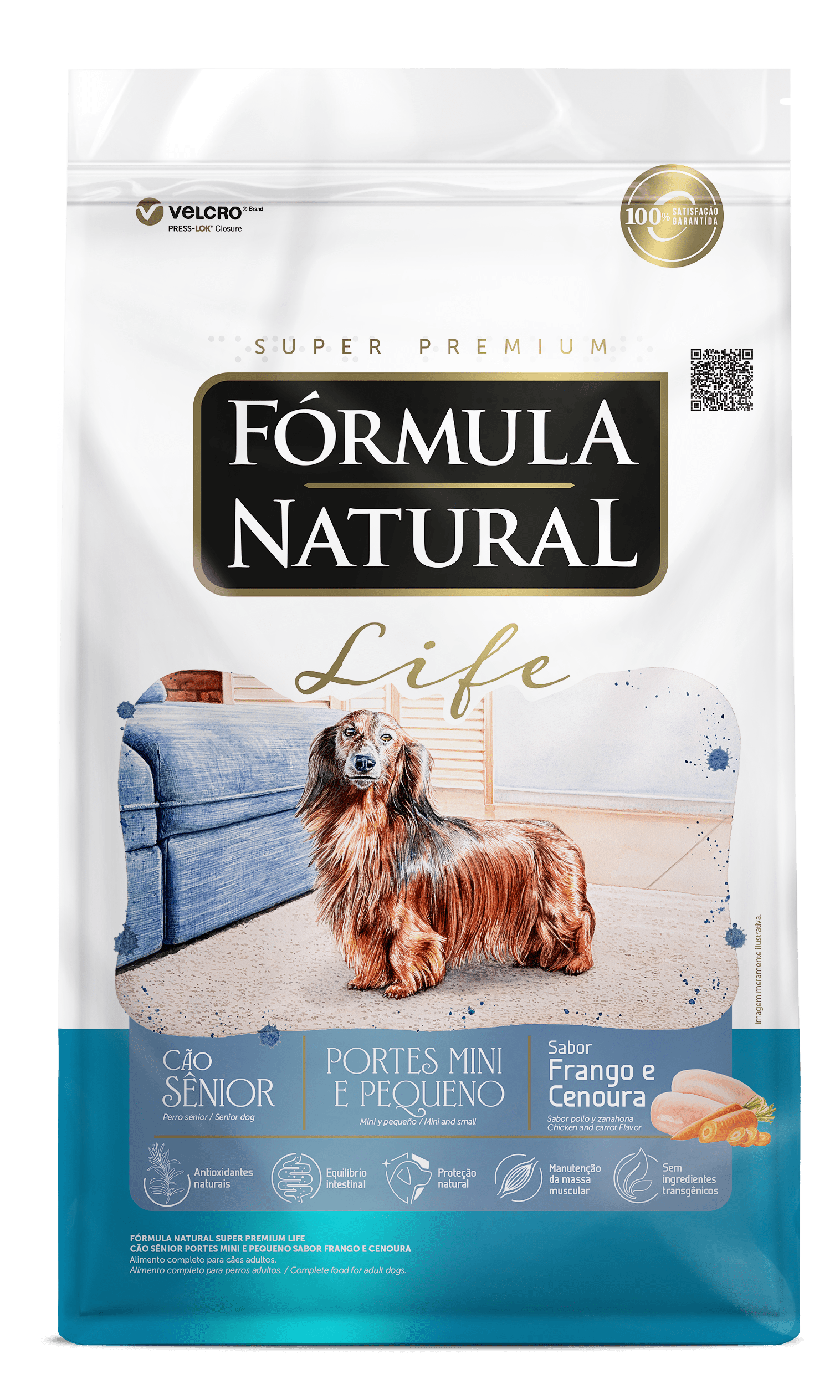 Fórmula Natural Life para Cães Sênior Portes Mini e Pequeno Sabor Frango e Cenoura 7kg