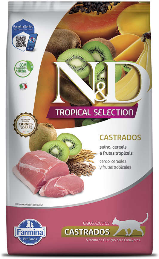 Ração Farmina N&D Tropical Selection para Gatos Castrados Sabor Suíno Adult Castrados