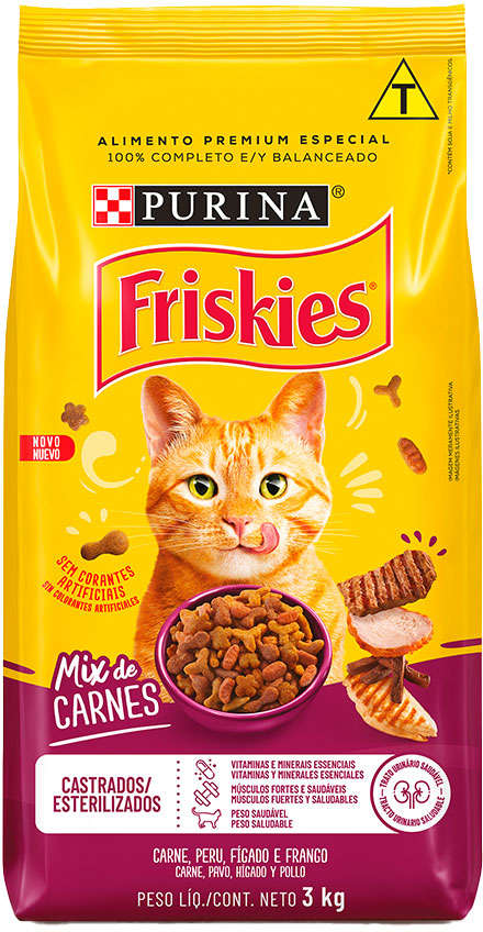Ração Seca Nestlé Purina Friskies Mix de Carnes para Gatos Castrados