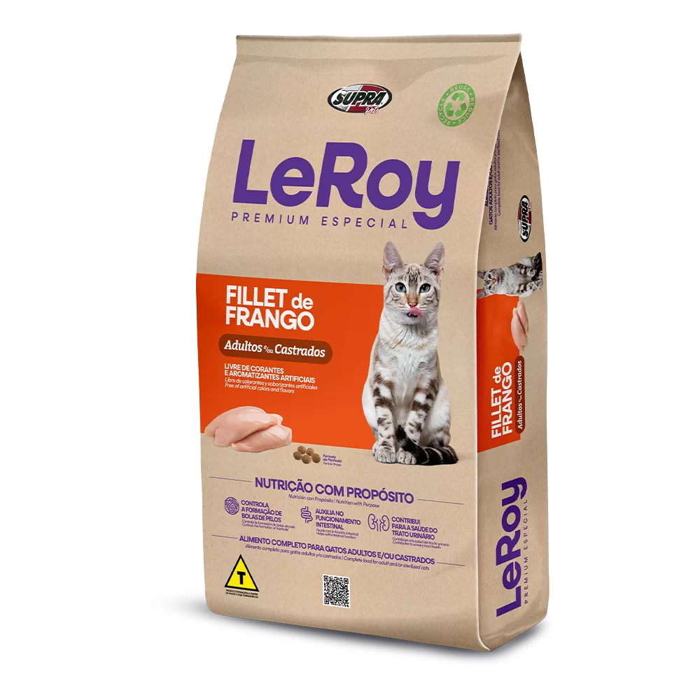 Ração Seca Leroy Fillet de Frango para Gatos Adultos e/ou Castrados