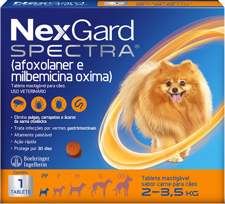 Antipulgas e Carrapatos NexGard Spectra para Cães de 2 a 3,5 Kg