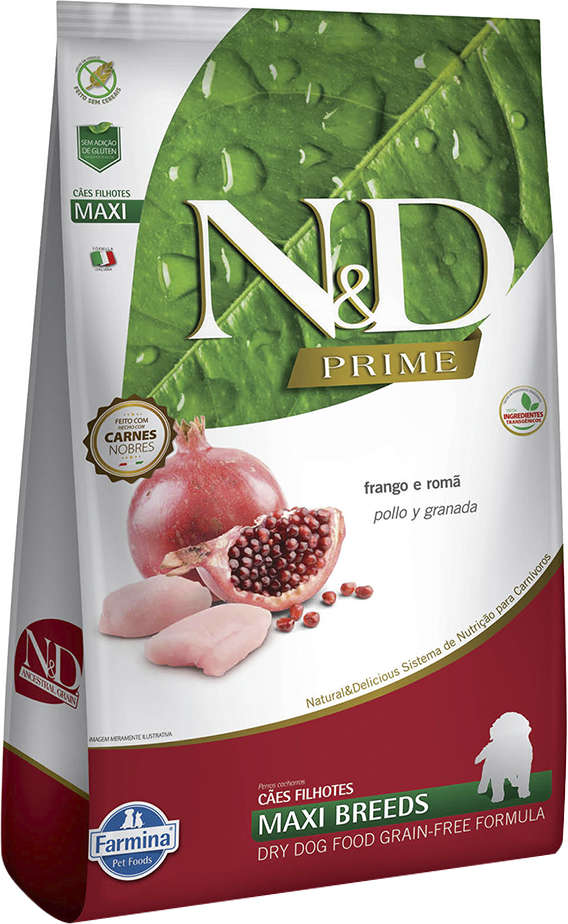 N&D Prime para Cães Filhotes Porte Grande Sabor Frango e Romã Puppy Maxi 10,1kg