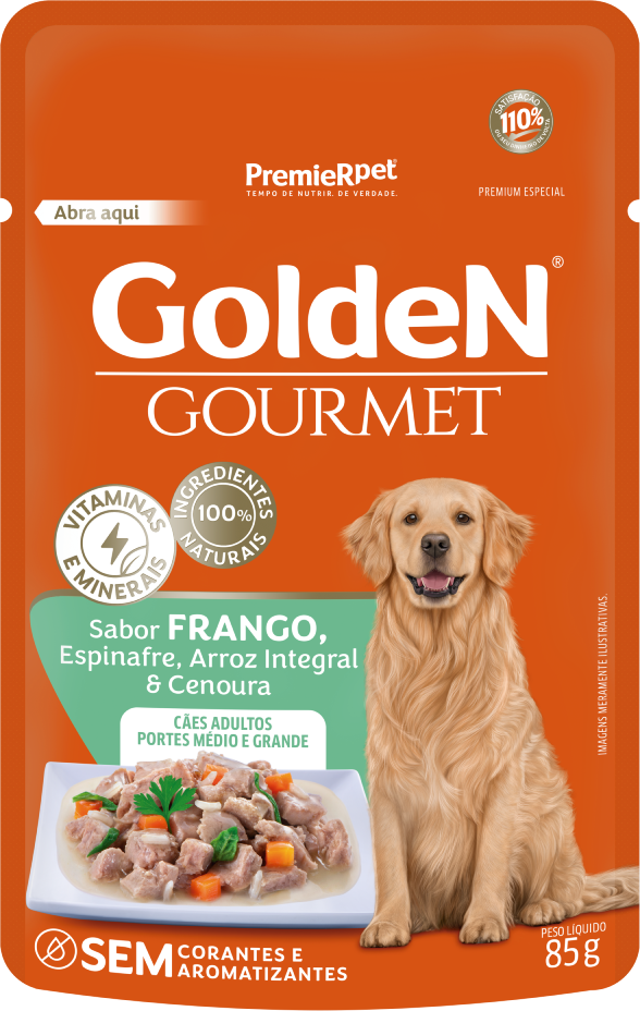 GoldeN Gourmet para Cães Adultos Portes Médio e Grande Sabor Frango 85g
