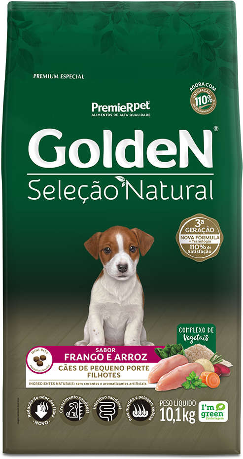 GoldeN Seleção Natural para Cães Sênior Porte Pequeno Sabor Frango e Arroz 10kg