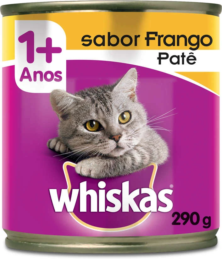 Ração Úmida Whiskas Lata Patê de Frango para Gatos Adultos