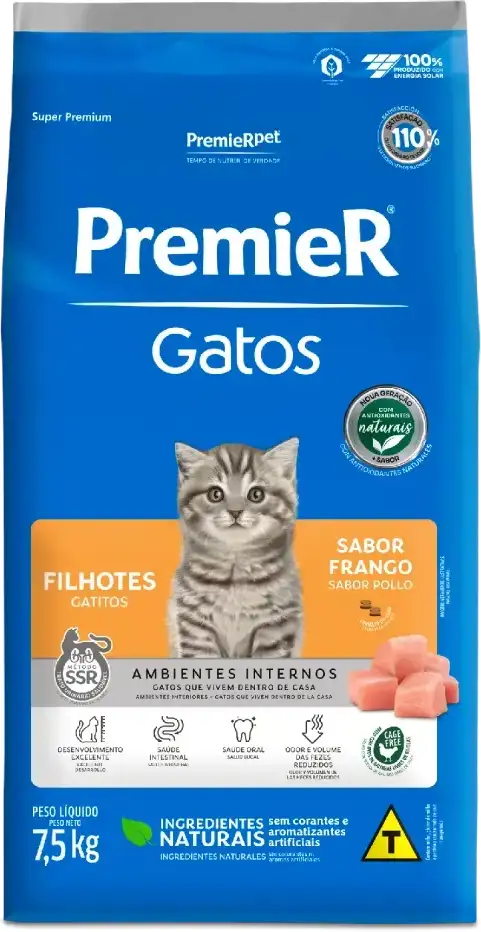 PremieR Ambientes Internos para Gatos Filhotes Sabor Frango 7,5kg