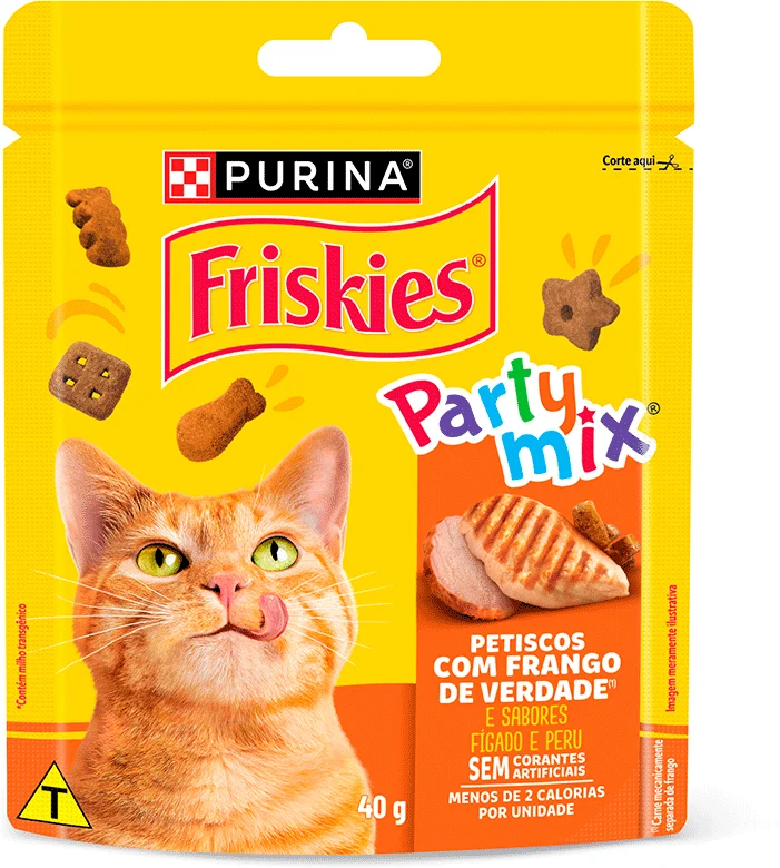 Petisco Purina Friskies Party Mix para Gatos Adultos Sabor Frango