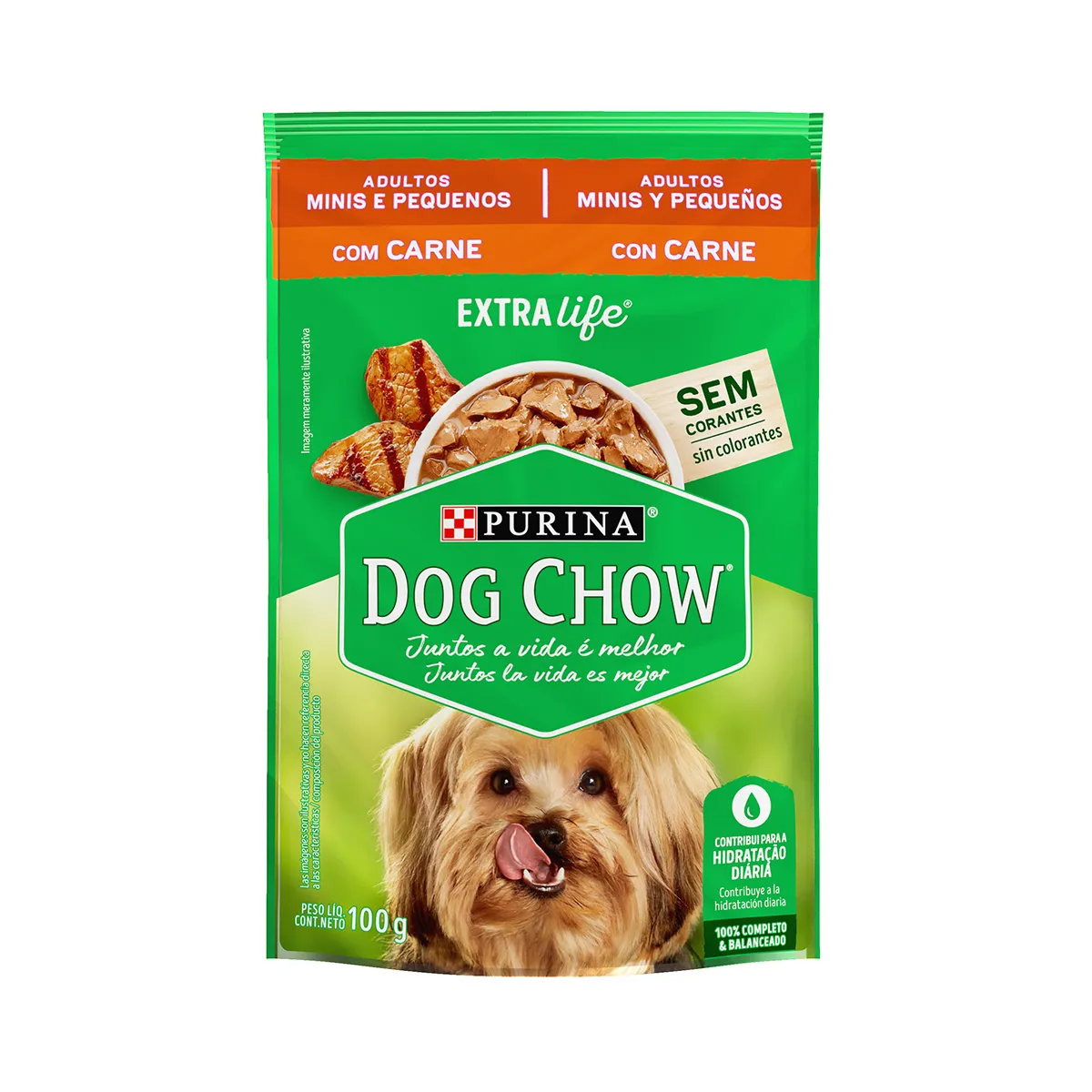 Ração Úmida Nestlé Purina Dog Chow Sachê Carne para Cães Adultos Raças Minis e Pequenas