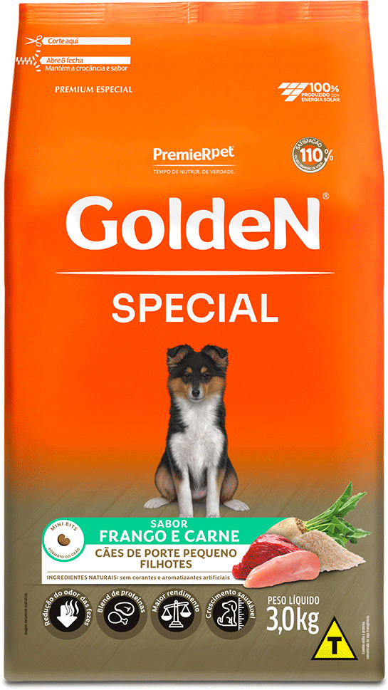 GoldeN Special para Cães Filhotes Porte Pequeno Sabor Frango e Carne 3kg