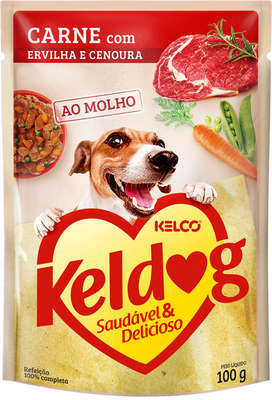 Ração Úmida Keldog Sachê Carne, Ervilha e Cenoura