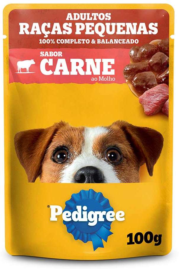 Ração Úmida Pedigree Sachê Carne ao Molho para Cães Adultos de Raças Pequenas