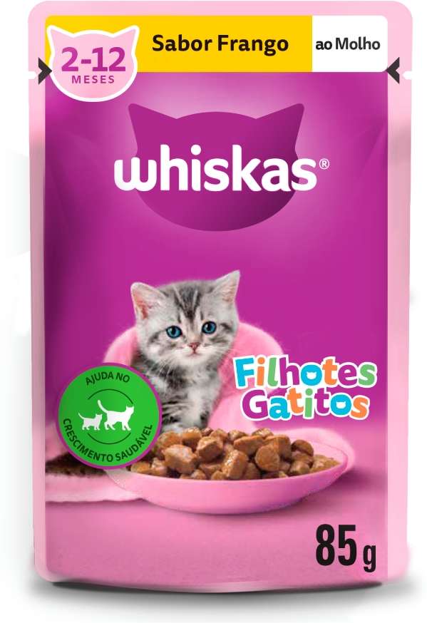 Ração Úmida Whiskas Sachê Frango ao Molho para Gatos Filhotes