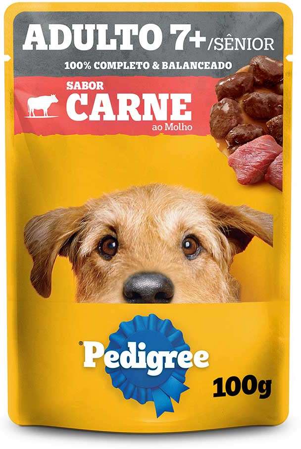 Ração Úmida Pedigree Sachê Carne ao Molho para Cães Sênior 7 + Ano