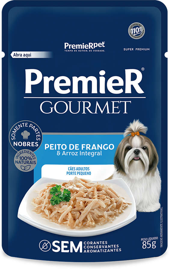 PremieR Gourmet para Cães Adultos Porte Pequeno Sabor Peito de Frango e Arroz Integral 85g