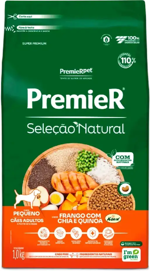 PremieR Seleção Natural para Cães Adultos Porte Pequeno Sabor Frango Korin, Chia e Quinoa 1kg