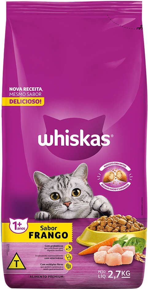 Ração Whiskas Frango para Gatos Adultos