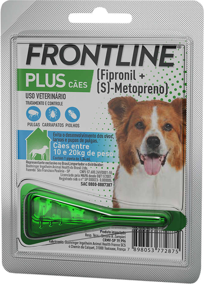 Antipulgas e Carrapatos Frontline Plus para Cães de 10 a 20 Kg