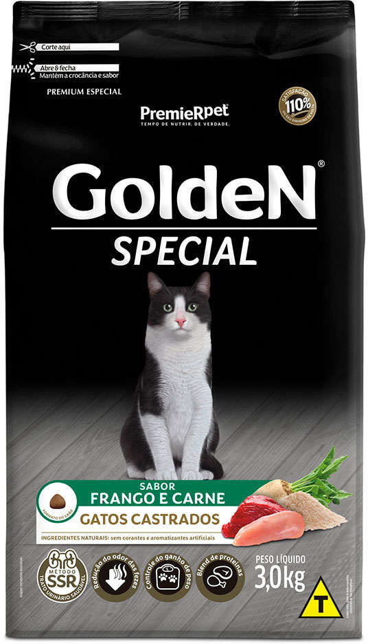 GoldeN para Gatos Castrados Special Sabor Frango e Carne 3kg