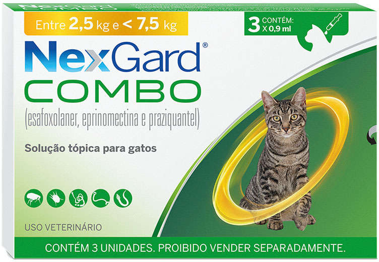 Antiparasitário Nexgard Combo para Gatos de 2,5 Kg a 7,5 Kg