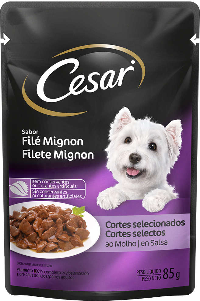 Ração Úmida Cesar Sachê Cortes Selecionados Sabor Filé Mignon para Cães Adultos