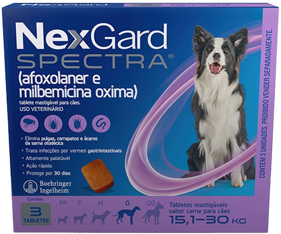Antipulgas, Carrapatos e Vermífugo NexGard Spectra para Cães de 15,1 a 30 Kg