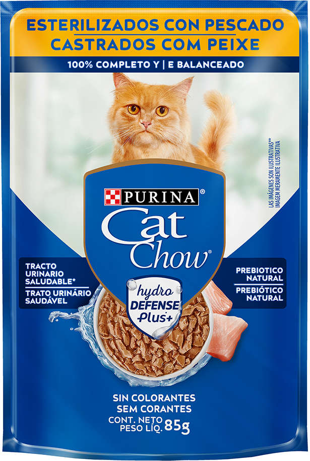 Ração Úmida Nestlé Purina Cat Chow Sachê Castrados Peixe ao Molho