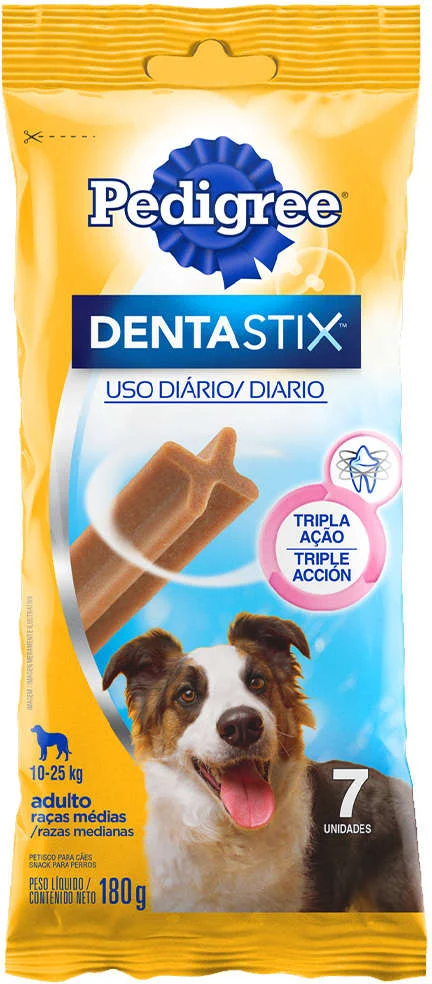 Petisco Pedigree Dentastix para Cães Adultos Porte Médio Sabor Carne