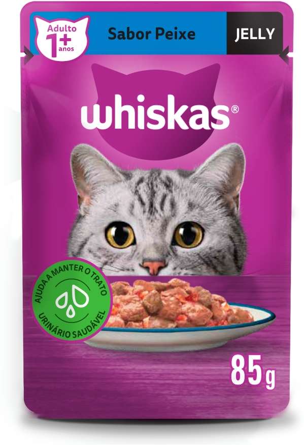 Ração Úmida Whiskas Sachê Peixe Jelly para Gatos Adultos