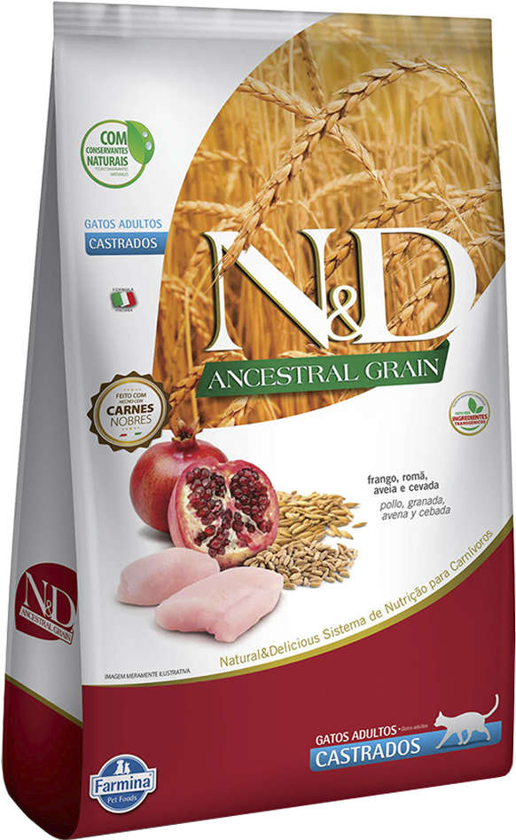 N&D Ancestral Grain para Gatos Castrados Sabor Frango & Romã Castrados 1,5kg
