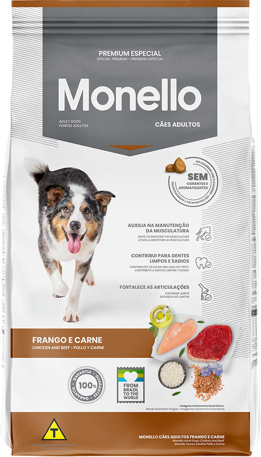 Ração Seca Monello Frango e Carne para Cães Adultos